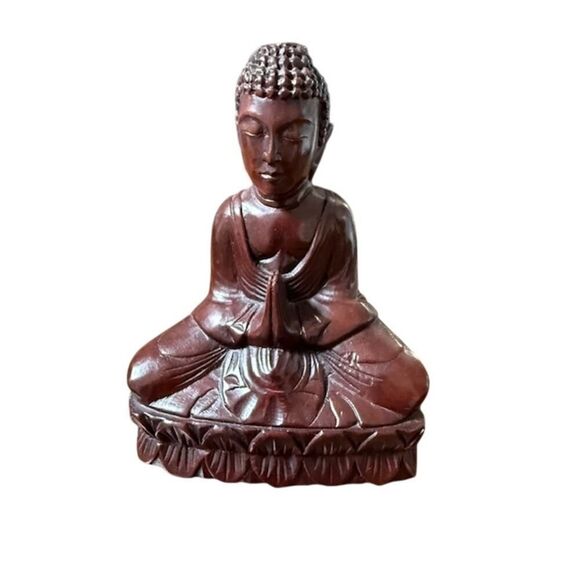 Wooden 8" Tibet Tibetan Buddhism Temple Buddha Statue - Picture 1 of 5